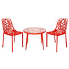 Devon 3-Piece Patio Dining Set: Aluminum Table with Glass Top & 2 Stackable Flower Chairs