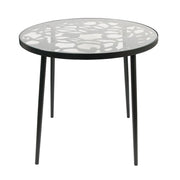 Devon 5-Piece Patio Dining Set: Aluminum Table with Glass Top & 4 Stackable Flower Chairs - Elax Furniture