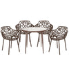 Devon 5-Piece Outdoor Dining Set: Aluminum Table with Glass Top & 4 Flower Armchairs
