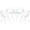 Devon 5-Piece Outdoor Dining Set: Aluminum Table with Glass Top & 4 Flower Armchairs