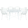 Devon 7-Piece Outdoor Dining Set: Aluminum Table with Glass Top & 6 Flower Armchairs