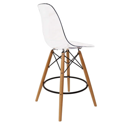 Dover Mid-Century Modern Plastic Barstool with Beech Wood Legs for Kitchen and Dining Room - Elax Furniture