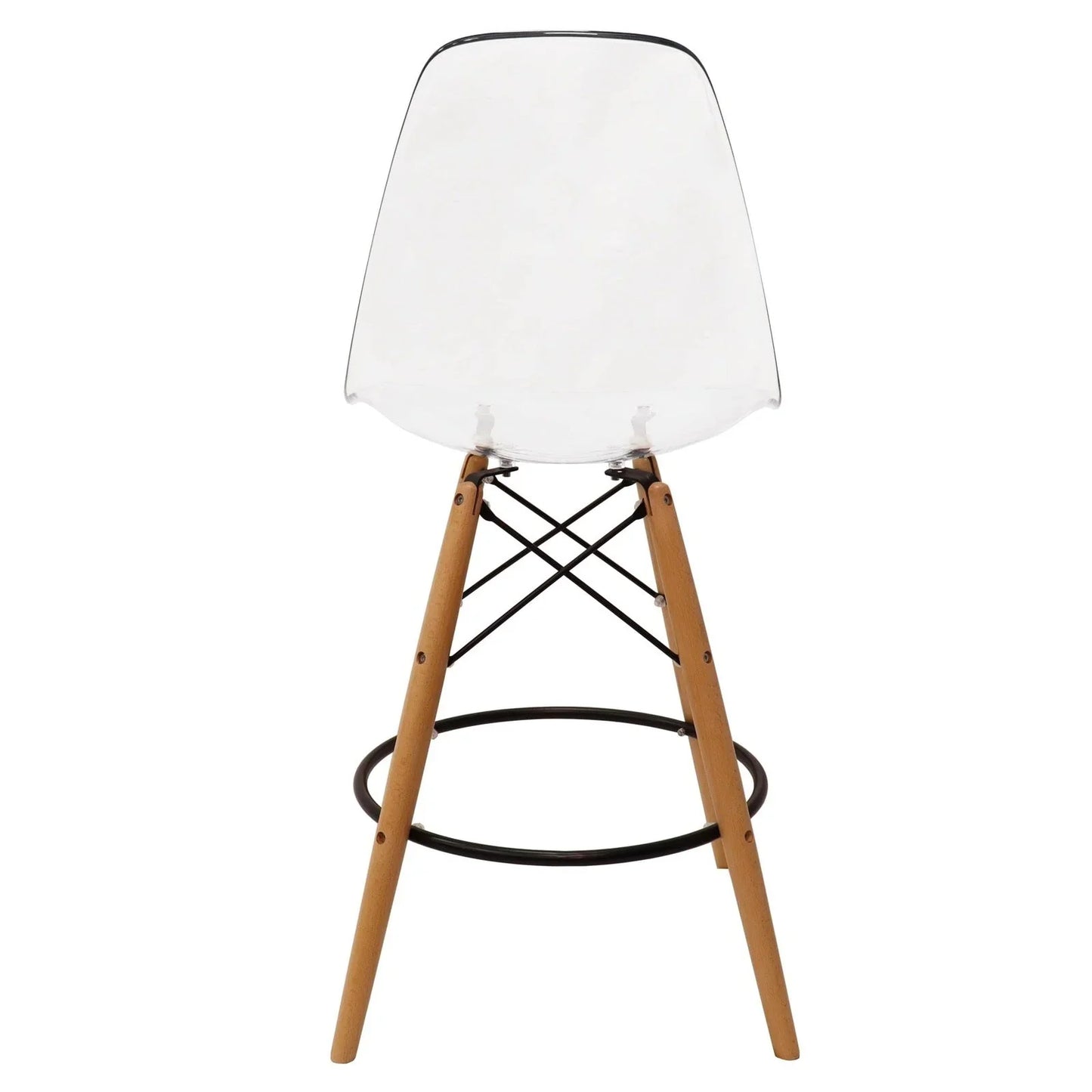 Dover Mid-Century Modern Plastic Barstool with Beech Wood Legs for Kitchen and Dining Room - Elax Furniture