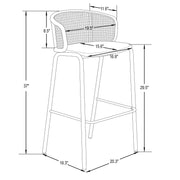 Ervilla Mid-Century Modern Wicker Bar Stool with Fabric Seat and Black Powder Coated Steel Frame - Elax Furniture
