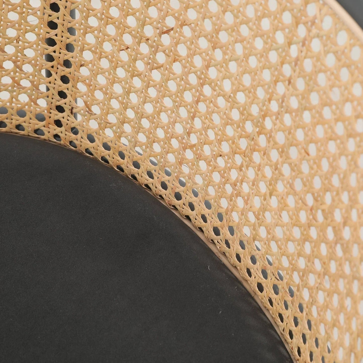 Ervilla Mid-Century Modern Wicker Bar Stool with Fabric Seat and Black Powder Coated Steel Frame - Elax Furniture