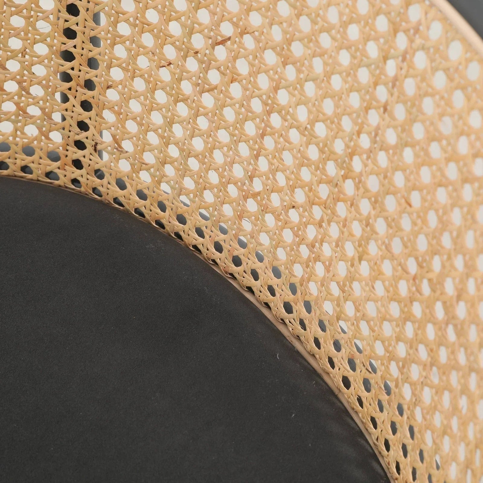 Ervilla Mid-Century Modern Wicker Bar Stool with Fabric Seat and Black Powder Coated Steel Frame - Elax Furniture