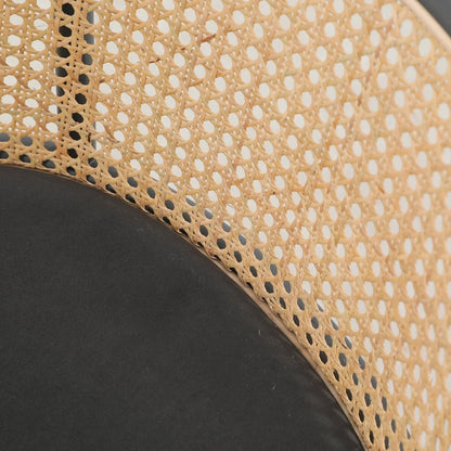 Ervilla Mid-Century Modern Wicker Bar Stool with Fabric Seat and Black Powder Coated Steel Frame - Elax Furniture