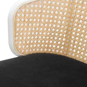 Ervilla Modern Wicker Bar Stool with Fabric Seat and White Powder Coated Steel Frame - Elax Furniture