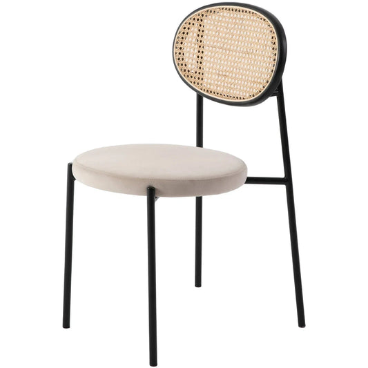 Euston Modern Upholstered Dining Chair with Round Wicker/Velvet Back Style - Elax Furniture