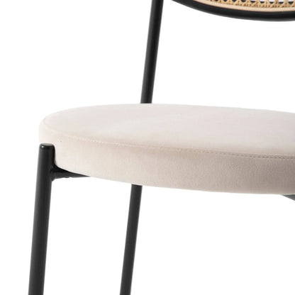 Euston Modern Upholstered Dining Chair with Round Wicker/Velvet Back Style - Elax Furniture