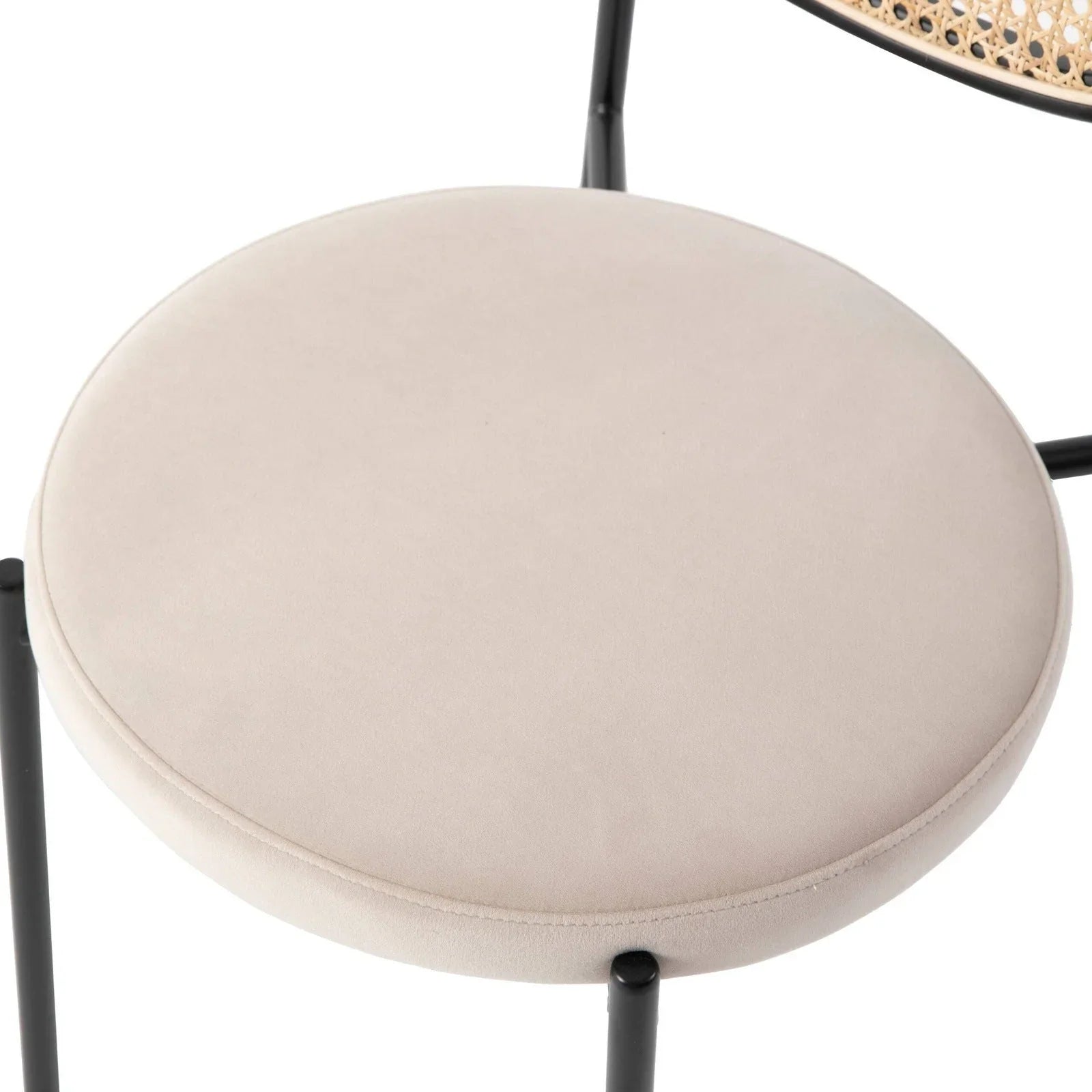 Euston Modern Upholstered Dining Chair with Round Wicker/Velvet Back Style - Elax Furniture