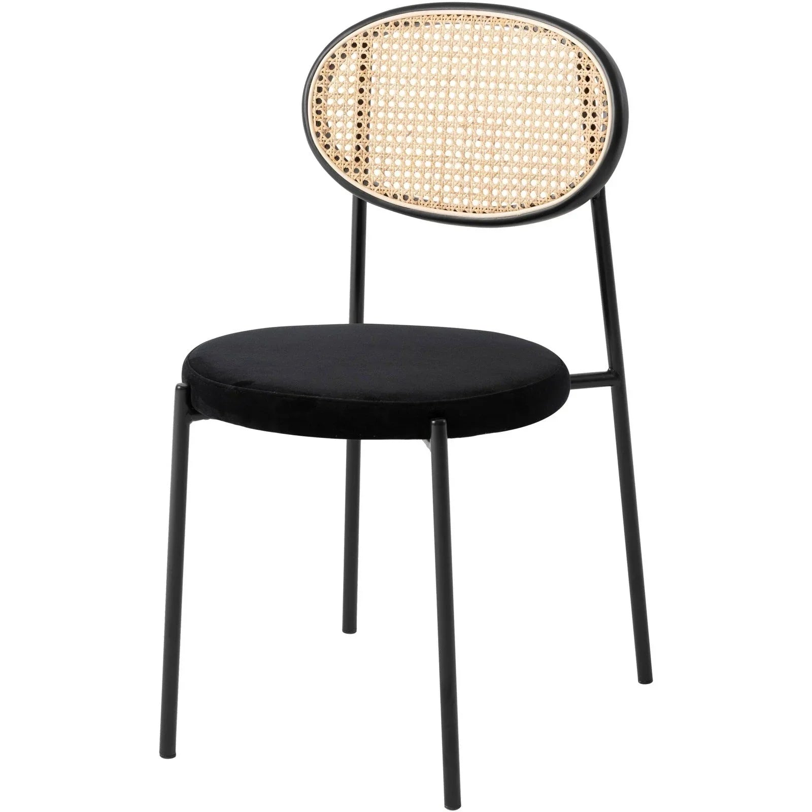 Euston Modern Upholstered Dining Chair with Round Wicker/Velvet Back Style - Elax Furniture
