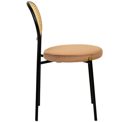 Euston Modern Upholstered Dining Chair with Round Wicker/Velvet Back Style - Elax Furniture