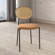 Euston Modern Upholstered Dining Chair with Round Wicker/Velvet Back Style - Elax Furniture