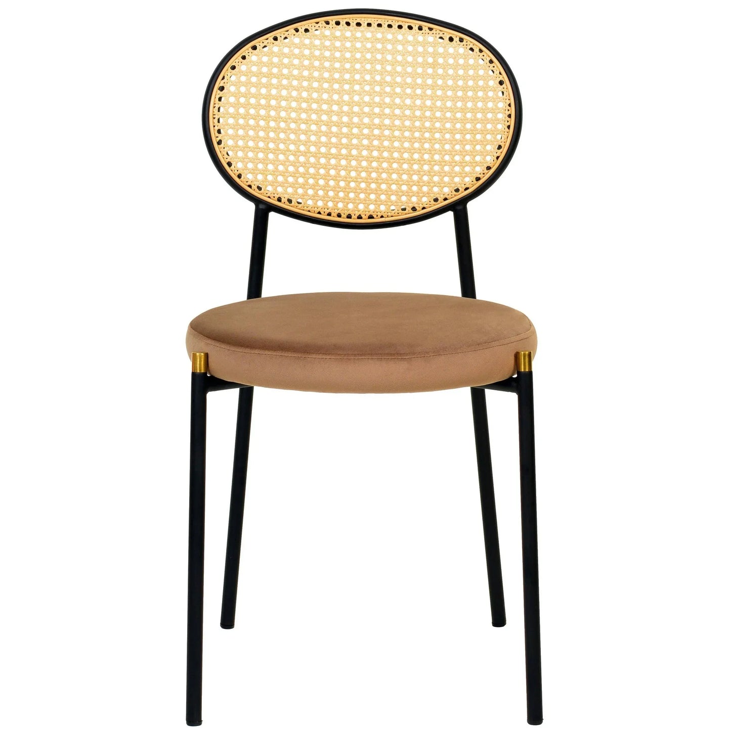 Euston Modern Upholstered Dining Chair with Round Wicker/Velvet Back Style - Elax Furniture