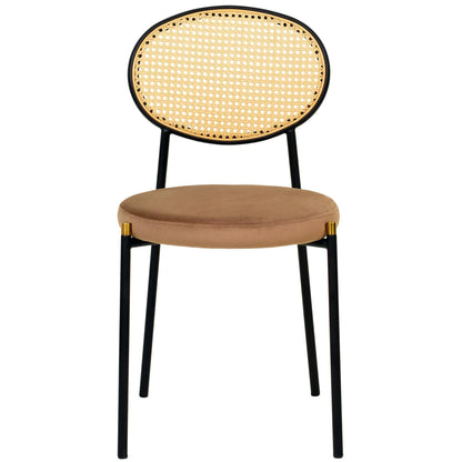 Euston Modern Upholstered Dining Chair with Round Wicker/Velvet Back Style - Elax Furniture