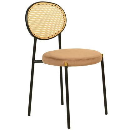 Euston Modern Upholstered Dining Chair with Round Wicker/Velvet Back Style - Elax Furniture