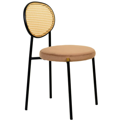 Euston Modern Upholstered Dining Chair with Round Wicker/Velvet Back Style - Elax Furniture