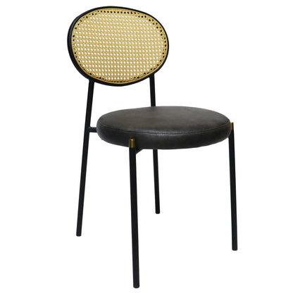 Euston Modern Upholstered Dining Chair with Round Wicker/Velvet Back Style - Elax Furniture