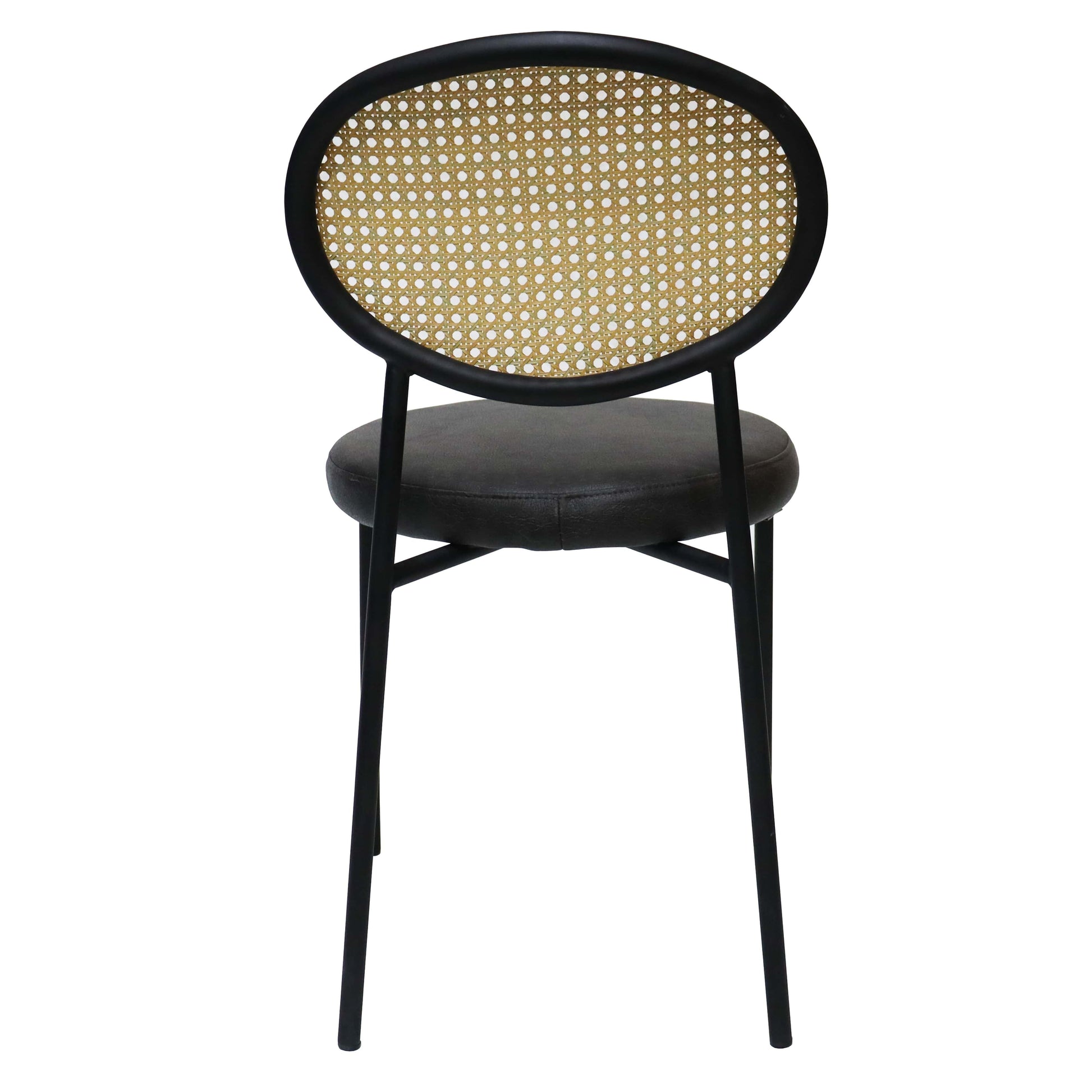 Euston Modern Upholstered Dining Chair with Round Wicker/Velvet Back Style - Elax Furniture