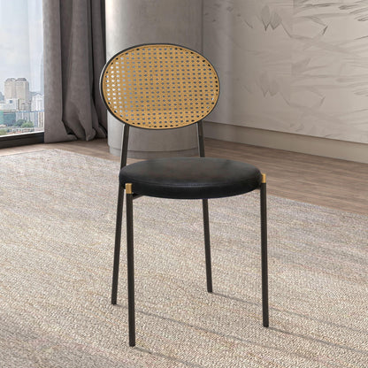 Euston Modern Upholstered Dining Chair with Round Wicker/Velvet Back Style - Elax Furniture