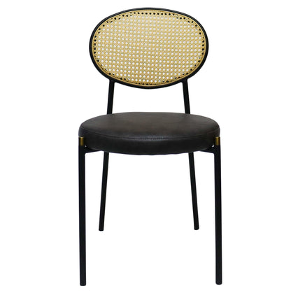 Euston Modern Upholstered Dining Chair with Round Wicker/Velvet Back Style - Elax Furniture