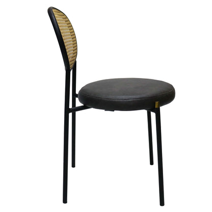 Euston Modern Upholstered Dining Chair with Round Wicker/Velvet Back Style - Elax Furniture