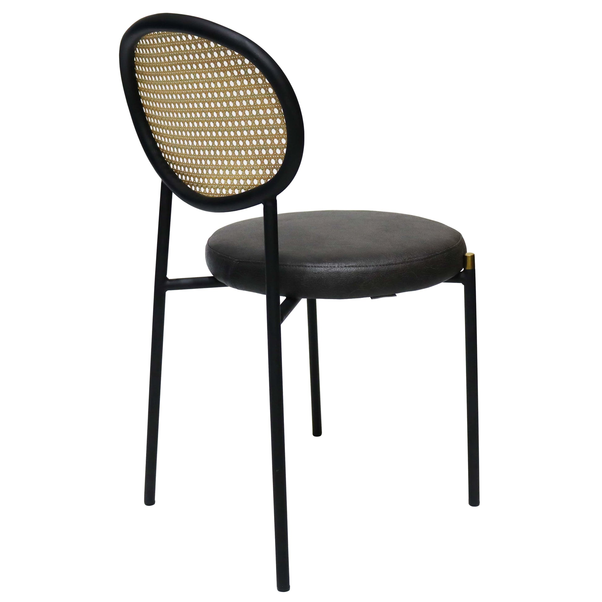 Euston Modern Upholstered Dining Chair with Round Wicker/Velvet Back Style - Elax Furniture