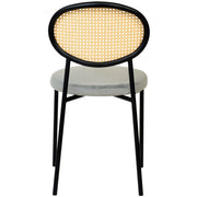 Euston Modern Upholstered Dining Chair with Round Wicker/Velvet Back Style