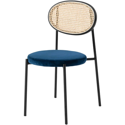 Euston Modern Upholstered Dining Chair with Round Wicker/Velvet Back Style - Elax Furniture