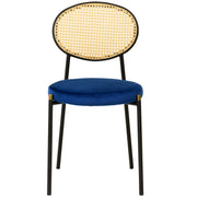 Euston Modern Upholstered Dining Chair with Round Wicker/Velvet Back Style