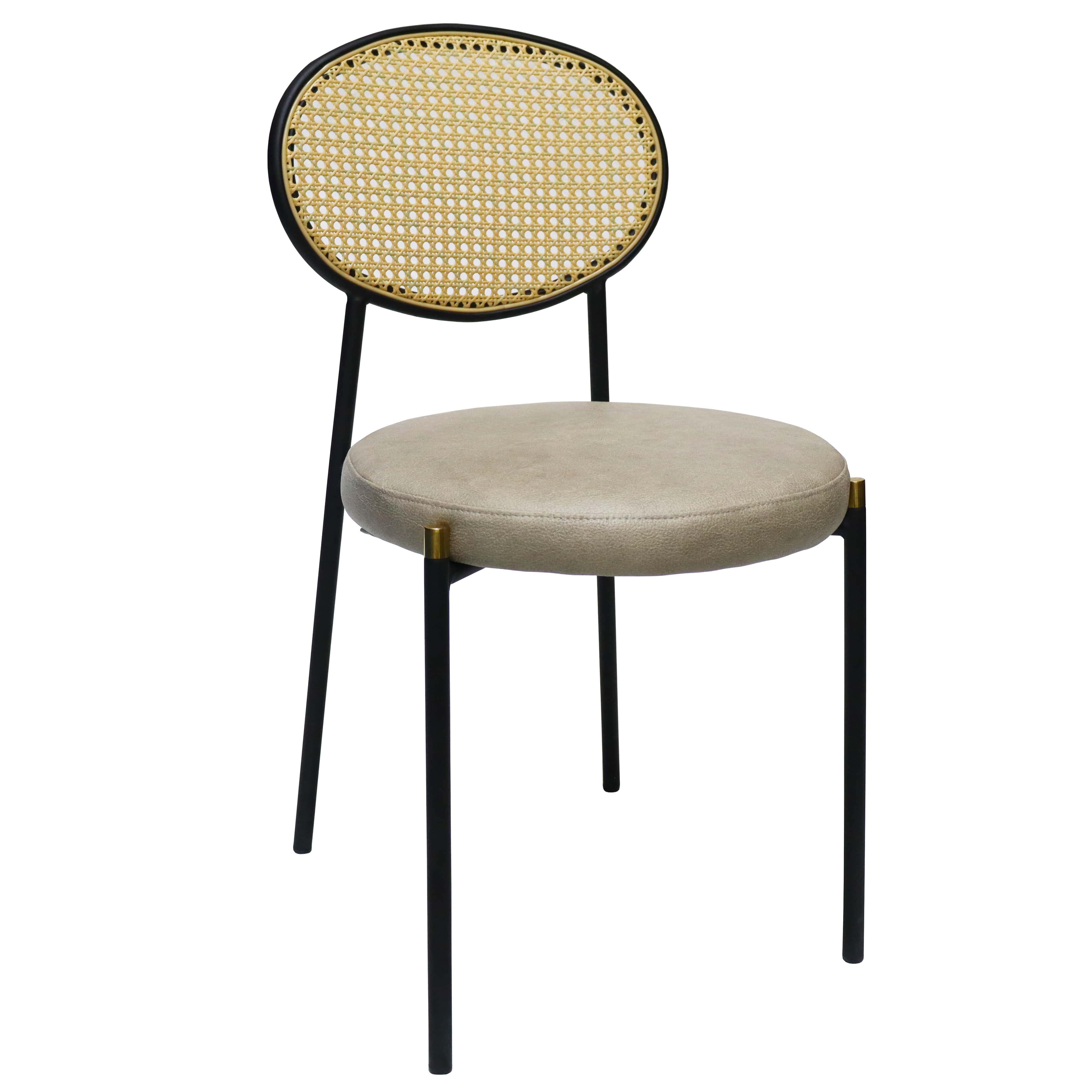 Euston Modern Upholstered Dining Chair with Round Wicker/Velvet Back Style - Elax Furniture