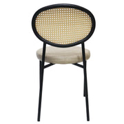 Euston Modern Upholstered Dining Chair with Round Wicker/Velvet Back Style - Elax Furniture