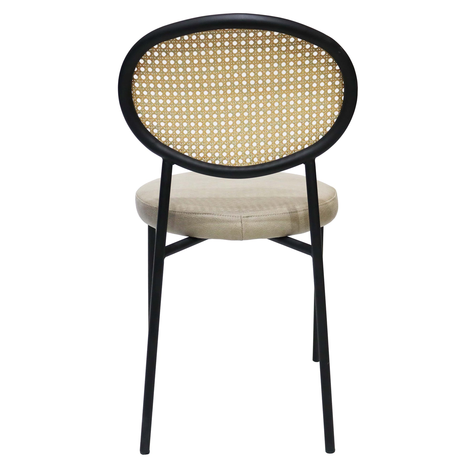 Euston Modern Upholstered Dining Chair with Round Wicker/Velvet Back Style - Elax Furniture