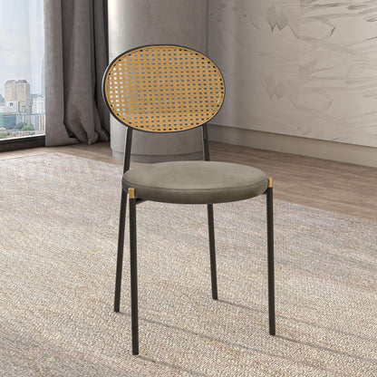 Euston Modern Upholstered Dining Chair with Round Wicker/Velvet Back Style - Elax Furniture