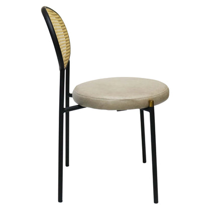 Euston Modern Upholstered Dining Chair with Round Wicker/Velvet Back Style - Elax Furniture