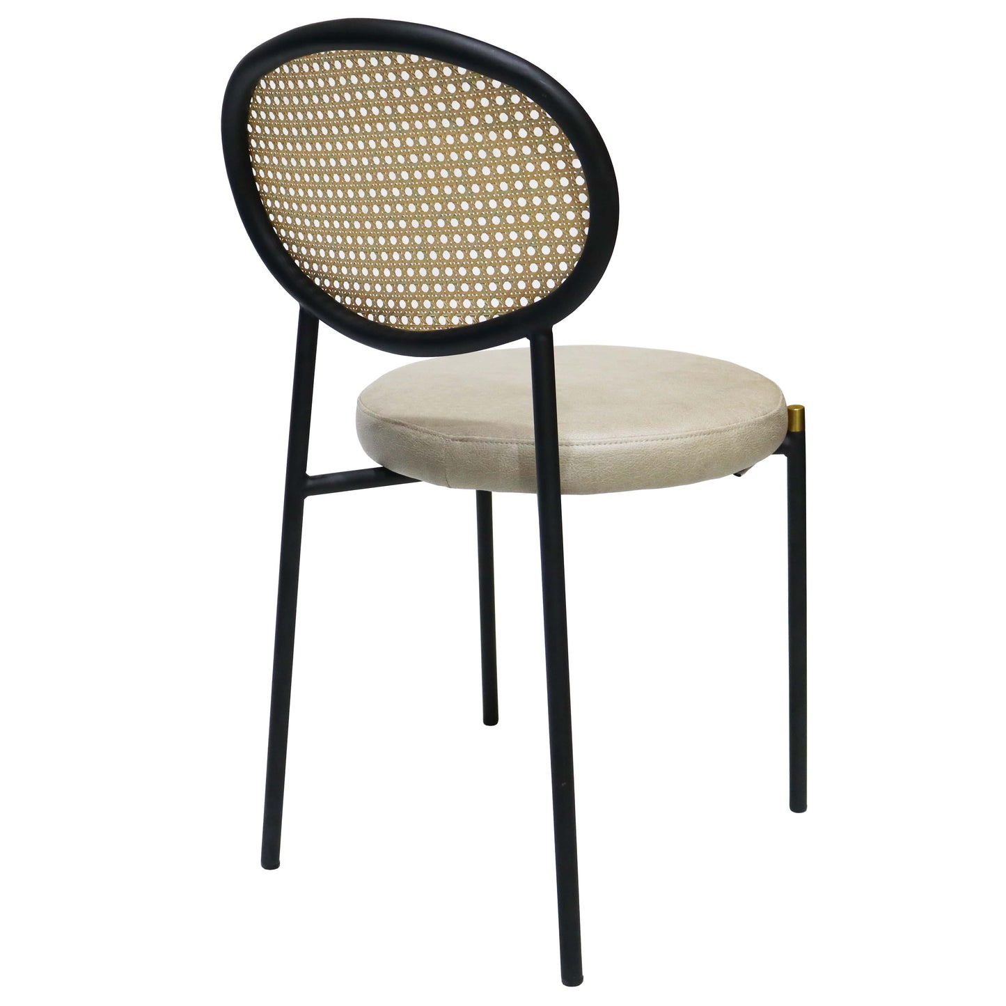 Euston Modern Upholstered Dining Chair with Round Wicker/Velvet Back Style - Elax Furniture