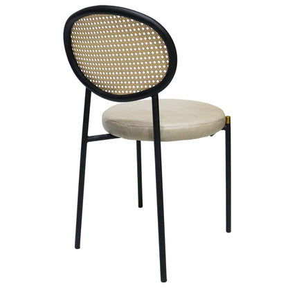 Euston Modern Upholstered Dining Chair with Round Wicker/Velvet Back Style - Elax Furniture