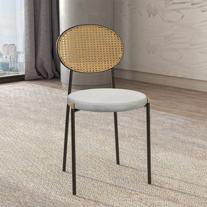 Euston Modern Upholstered Dining Chair with Round Wicker/Velvet Back Style - Elax Furniture