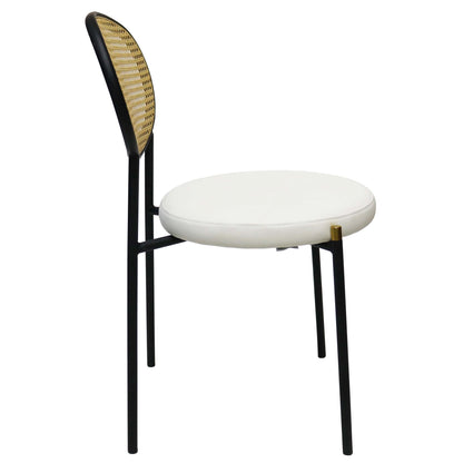 Euston Modern Upholstered Dining Chair with Round Wicker/Velvet Back Style - Elax Furniture