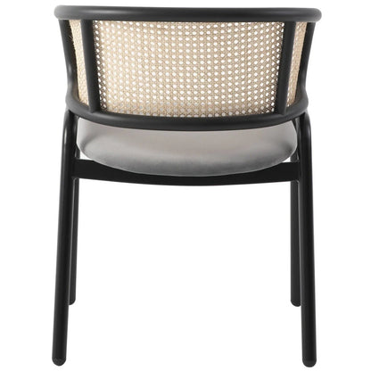 Ervilla Mid Century Modern Dining Chair With Stainless Steel Legs Velvet Seat and Wicker Back, Set of 2 - Elax Furniture