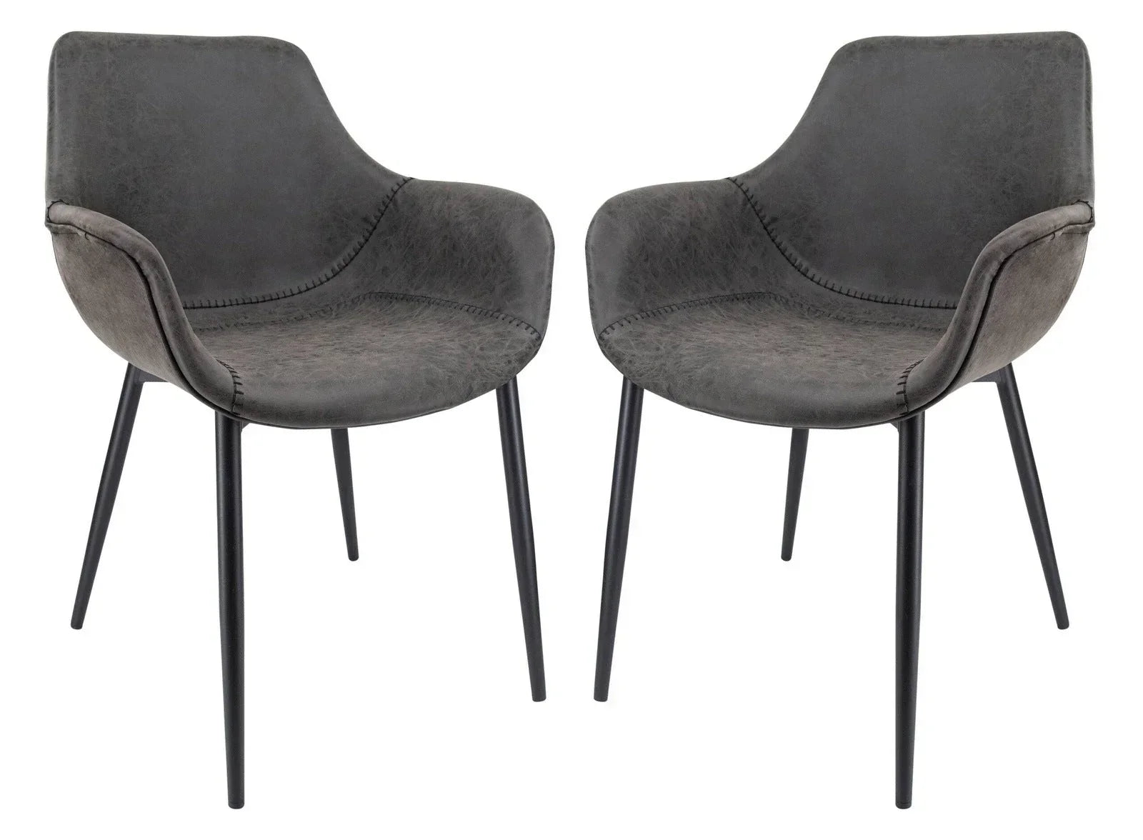 Markley Modern Leather Dining Arm Chair With Metal Legs Set of 2 - Elax Furniture