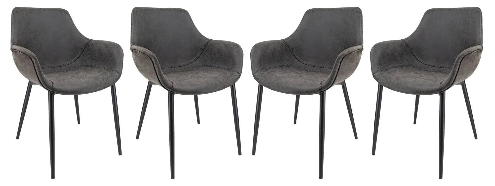 Markley Modern Leather Dining Arm Chair With Metal Legs Set of 4 - Elax Furniture