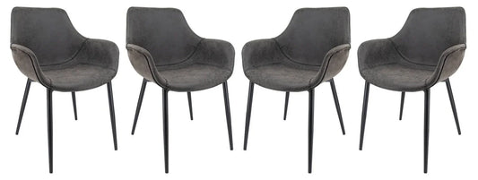 Markley Modern Leather Dining Arm Chair With Metal Legs Set of 4 - Elax Furniture