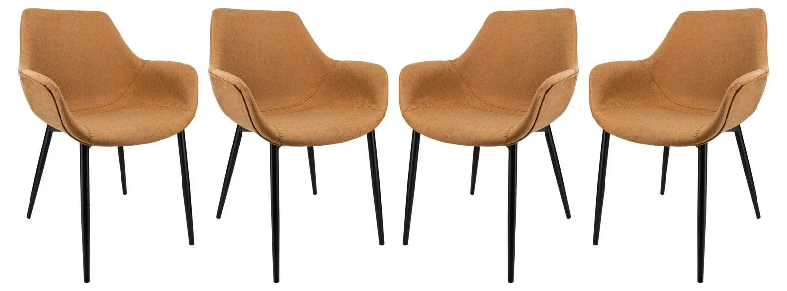 Markley Modern Leather Dining Arm Chair With Metal Legs Set of 4 - Elax Furniture