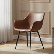 Markley Leather Dining Chair with Powder-Coated Iron Legs