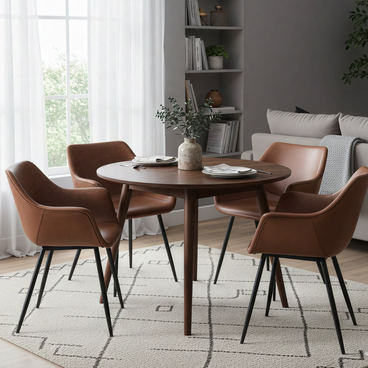 Markley Leather Dining Chair with Powder-Coated Iron Legs