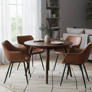 Markley Leather Dining Chair with Powder-Coated Iron Legs