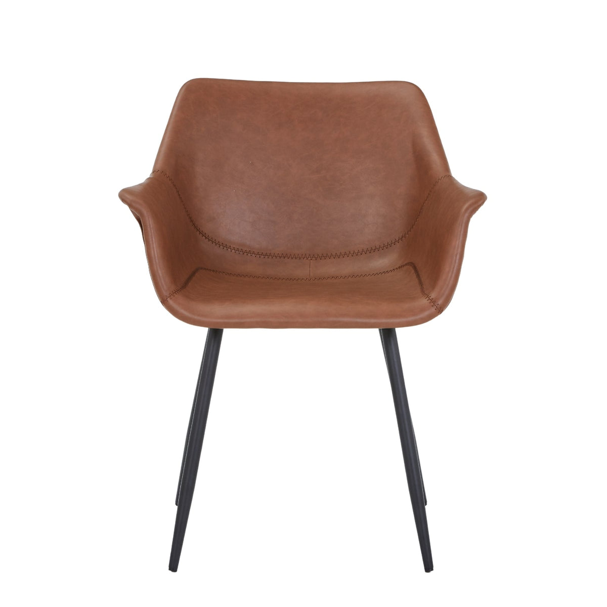 Markley Leather Dining Chair with Powder-Coated Iron Legs