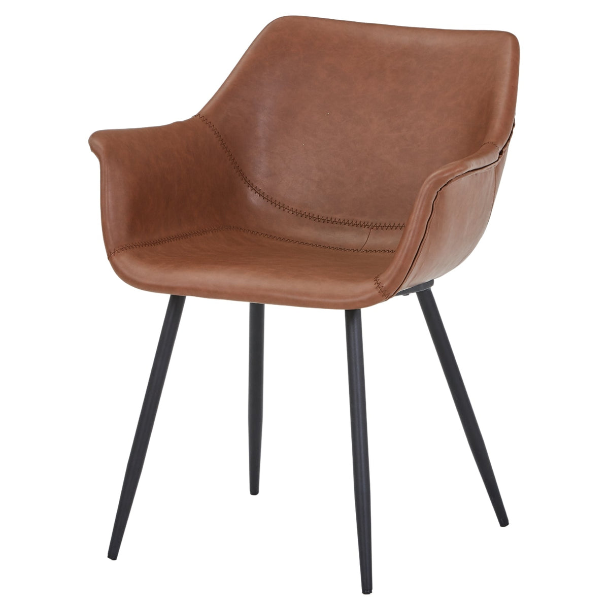 Markley Leather Dining Chair with Powder-Coated Iron Legs